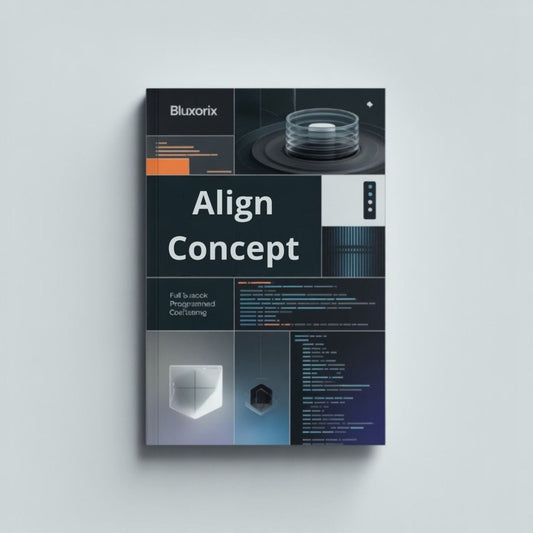 Product packaging with 'Bluxorix' branding and 'Align Concept' text on a gray background